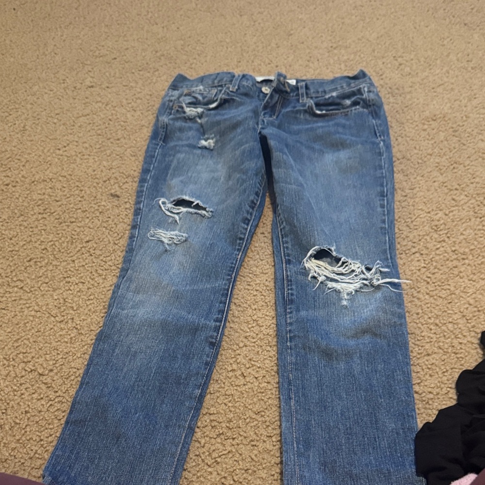 Abercrombie & Fitch Blue Distressed Boyfriend Jeans